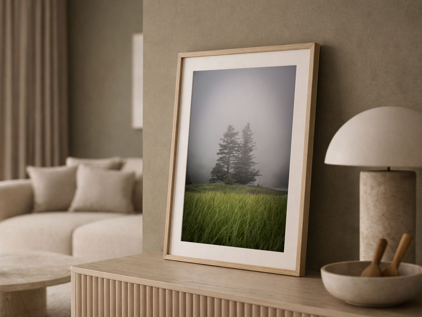 Two Trees in the Fog | Bar Harbor Maine Coastal Landscape Fine Art Photography Print