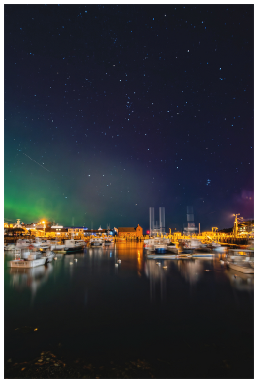 Main image October 10, 2024 Northern Lights over Motif #1 Rockport, Massachusetts – Portrait Mode Astrophotography