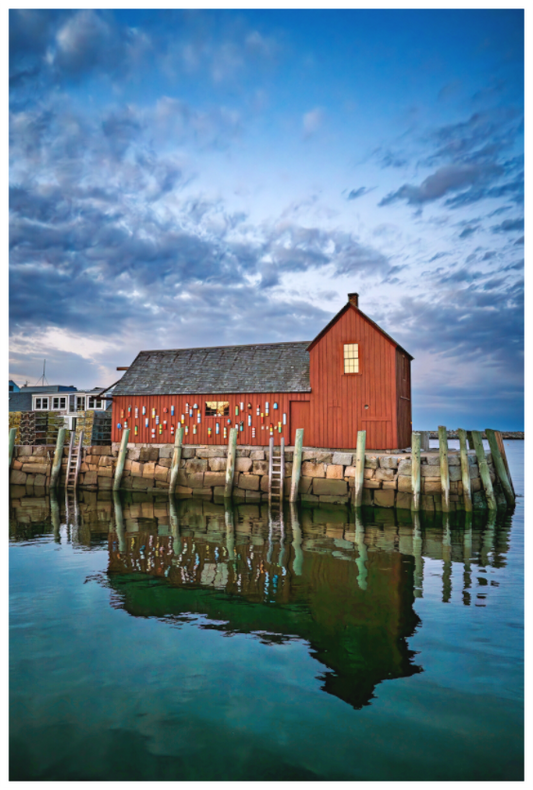 Main image Motif #1 at Sunset – Golden Hour Rockport MA Harbor | New England Coastal Wall Art (2025 Photograph)