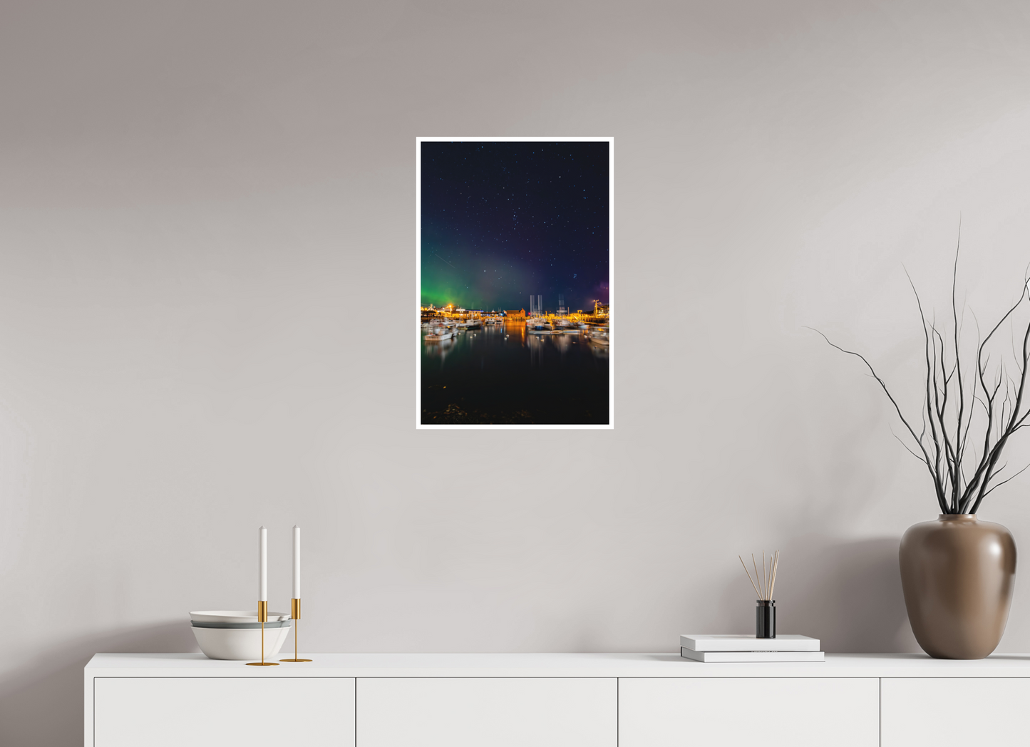 16 x 24″, Matte Prints for shopfy October 10, 2024 Northern Lights over Motif #1 Rockport, Massachusetts – Portrait Mode Astrophotography
