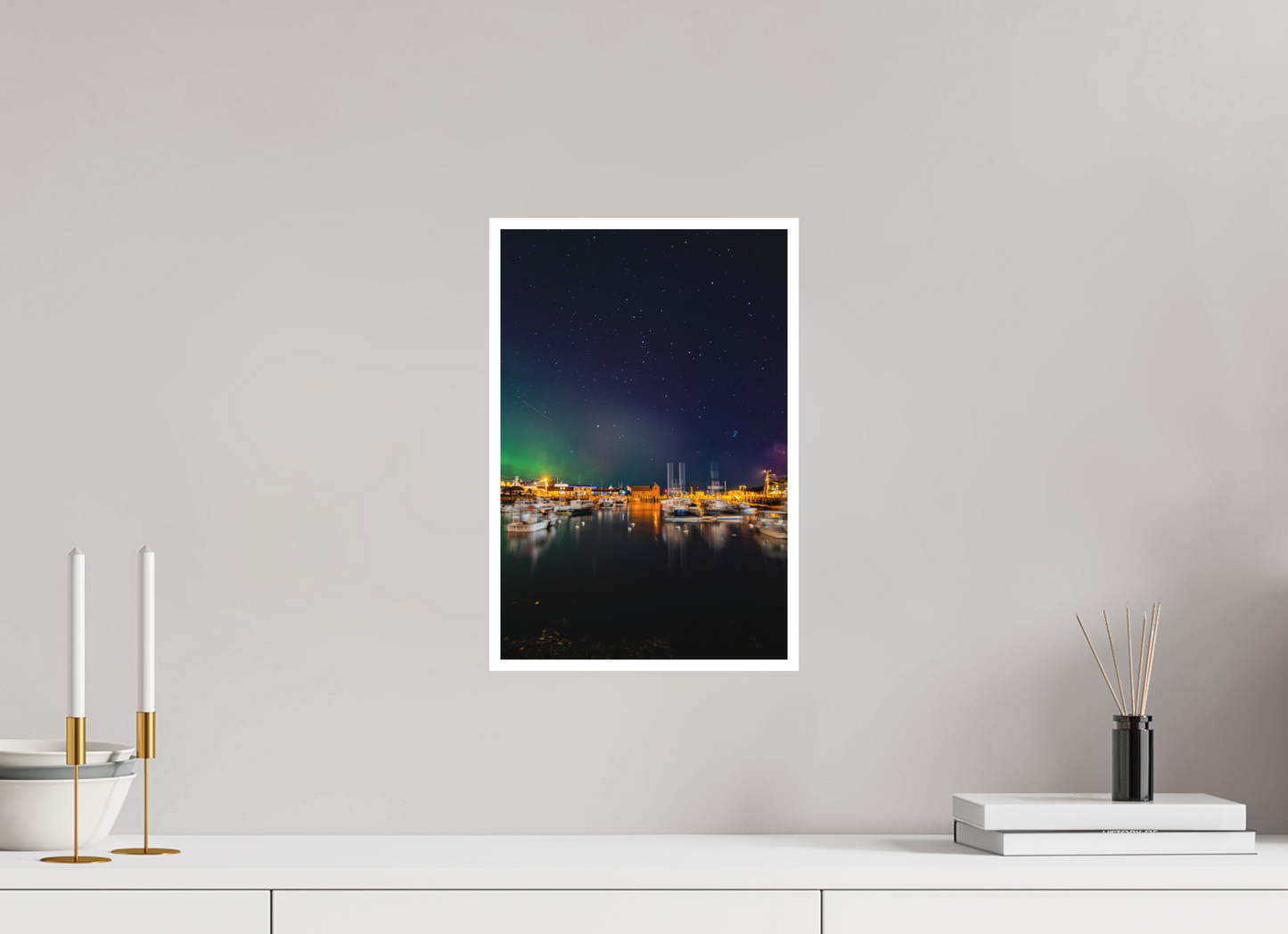 10 x 15″, Matte Prints for shopfy October 10, 2024 Northern Lights over Motif #1 Rockport, Massachusetts – Portrait Mode Astrophotography
