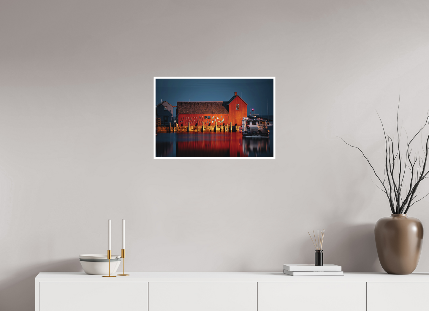 24 x 16″, Matte Prints for shopfy Motif #1 at Night – Rockport MA Fine Art Print | New England Coastal Landmark Photography Wall Art