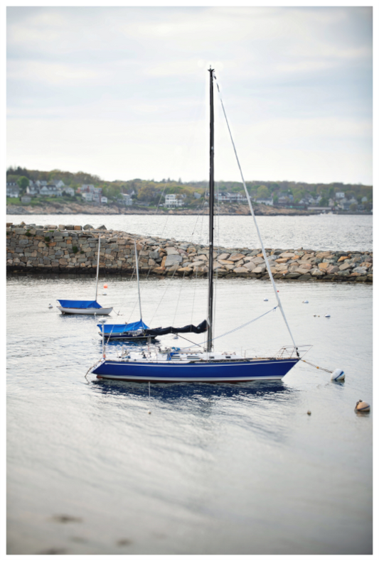Main image Blue Boats Rockport Harbor Massachusetts | New England Coastal Wall Art Print | Fine Art Photography