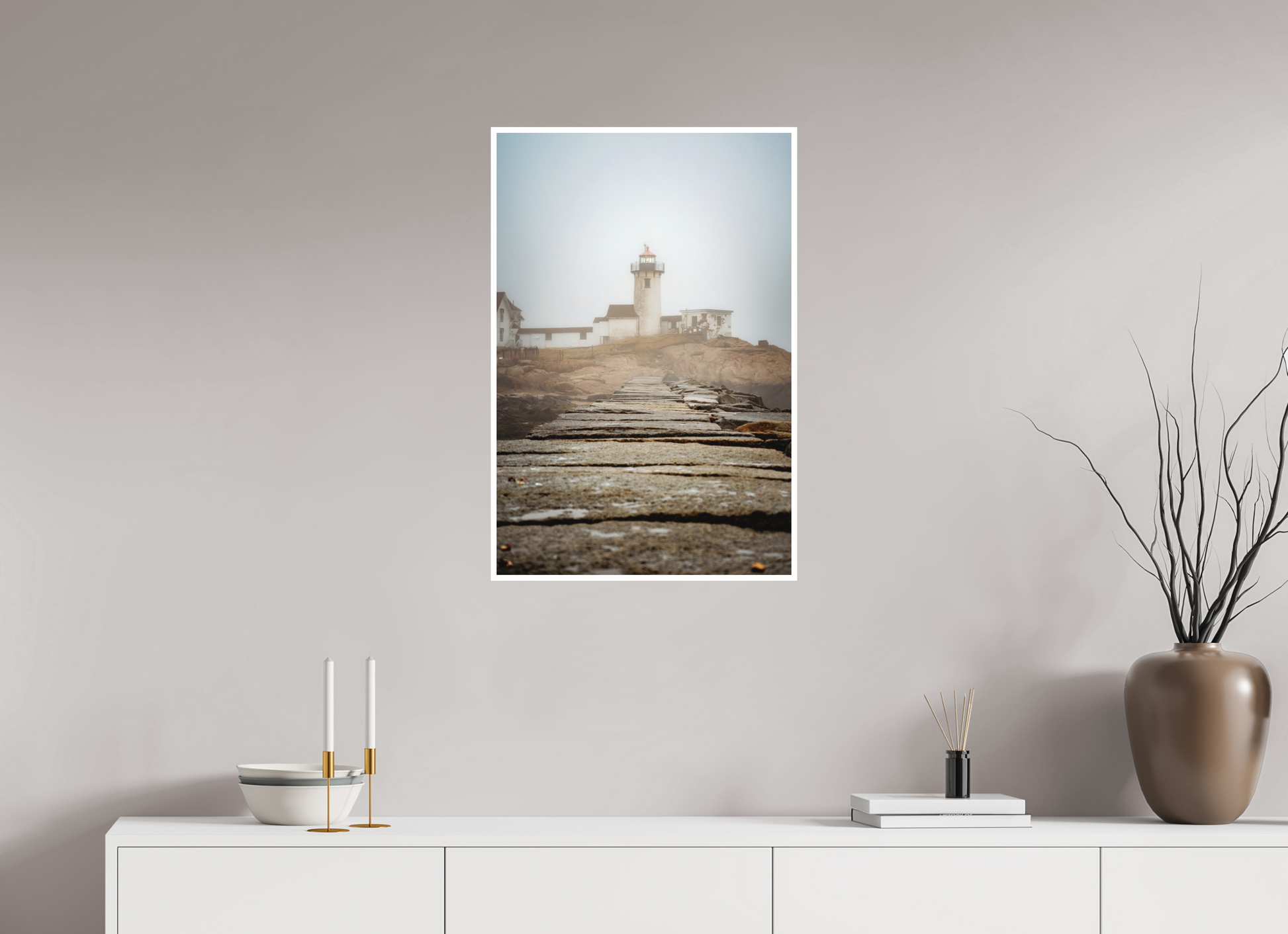 20 x 30″, Matte Prints for shopfy Dog Bar Lighthouse – Foggy Gloucester MA Coastal Photography Print | New England Nautical Wall Art