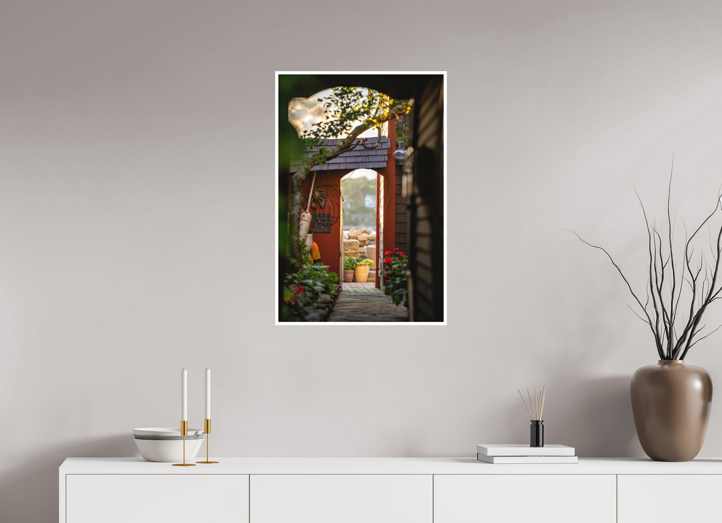 20 x 30″, Matte Prints for shopfy Hallway of Bearskin Neck – Rockport MA Coastal Photography Print | New England Seaside Town Wall Art