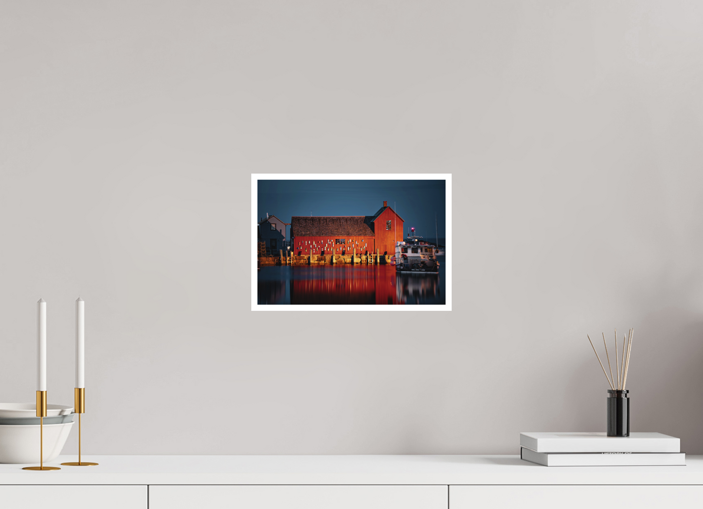 12 x 8″, Matte Prints for shopfy Motif #1 at Night – Rockport MA Fine Art Print | New England Coastal Landmark Photography Wall Art