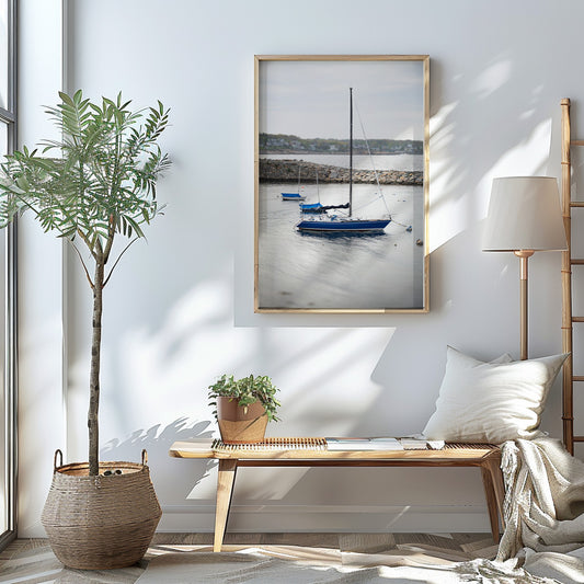 Blue Boats Rockport Harbor Massachusetts | New England Coastal Wall Art Print | Fine Art Photography