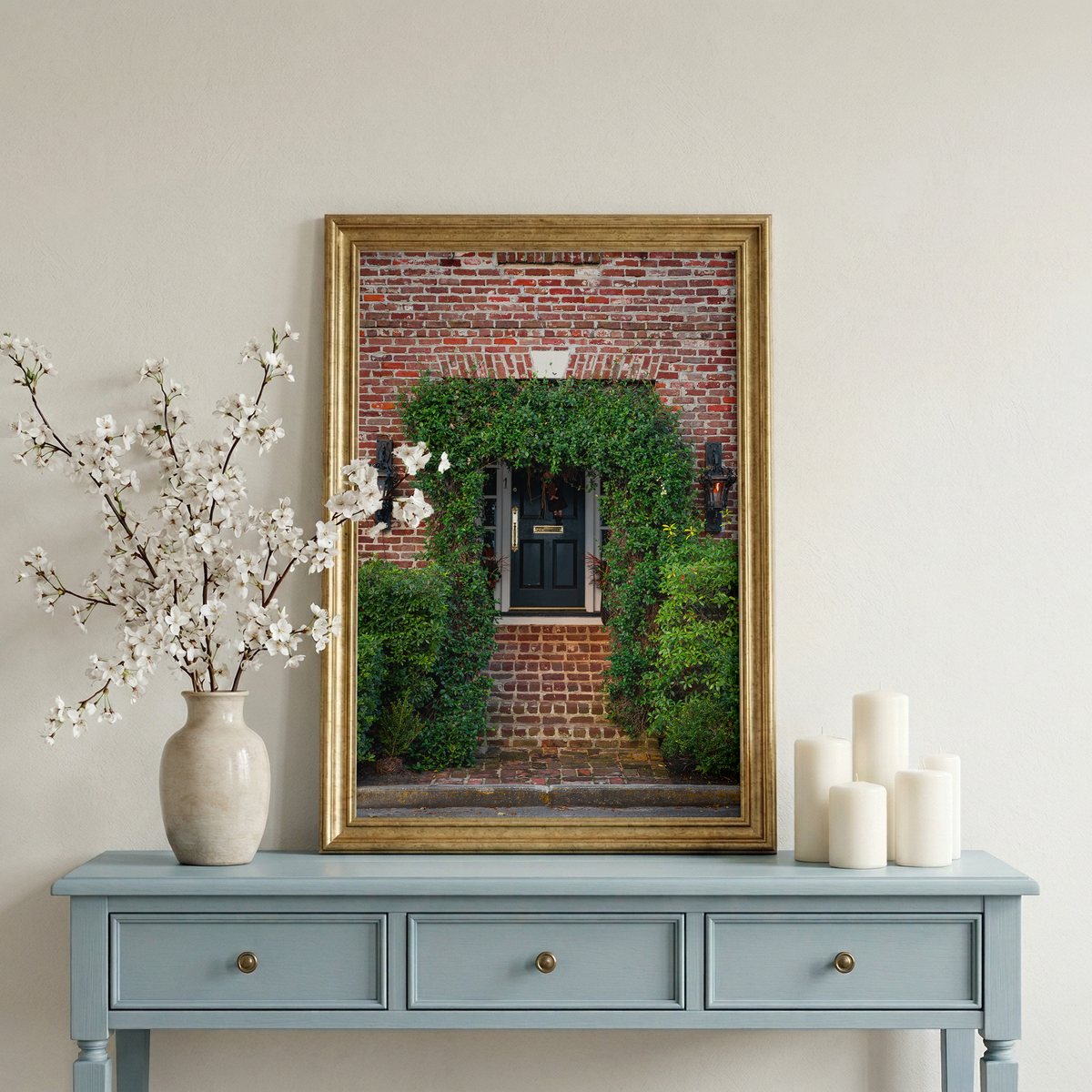 Charleston Ivy Covered Brick Passat Door | SOUTH CAROLINA - Landscape Fine Art Photography Print