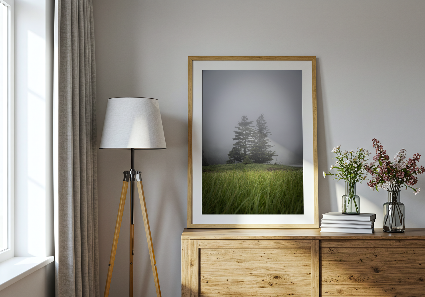 Two Trees in the Fog | Bar Harbor Maine Coastal Landscape Fine Art Photography Print
