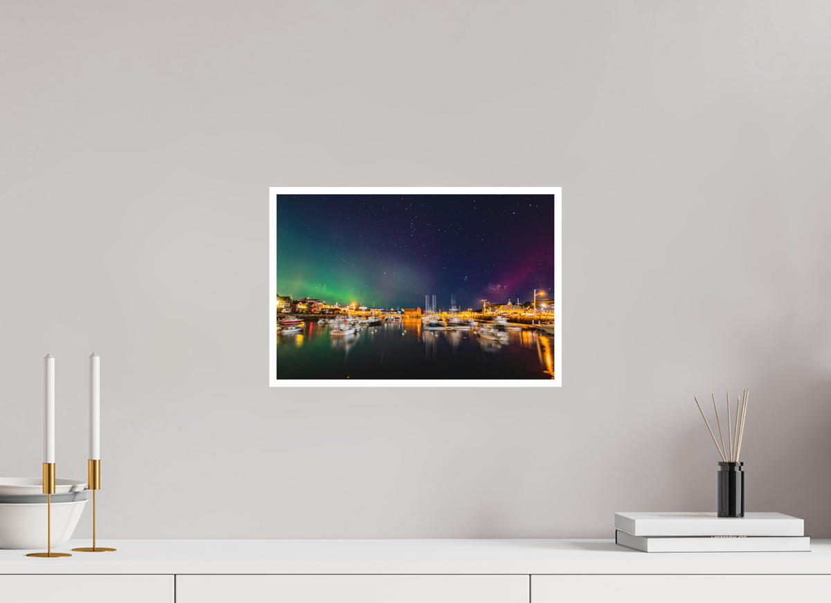 15 x 10″, Matte Prints for shopfy October 10, 2024 Northern Lights over Motif #1 Rockport, Massachusetts – Landscape Mode Astrophotography
