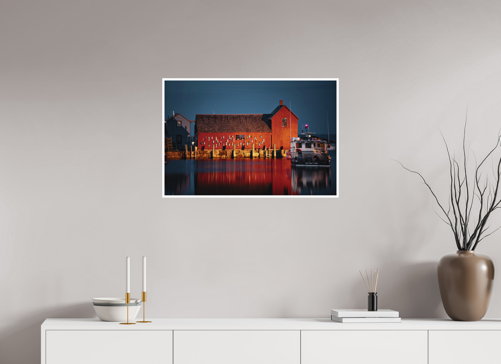 30 x 20″, Matte Prints for shopfy Motif #1 at Night – Rockport MA Fine Art Print | New England Coastal Landmark Photography Wall Art