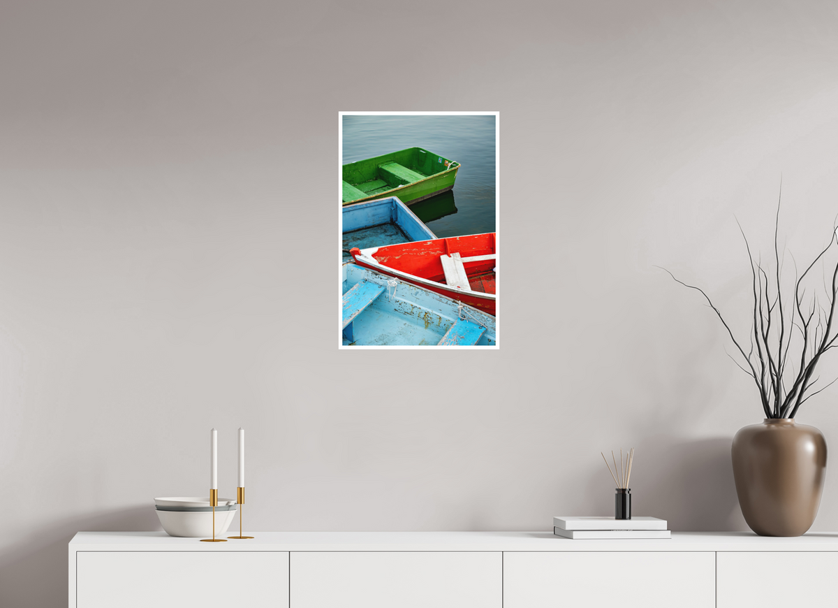 16 x 24″, Matte Prints for shopfy 4 Row Boats in Rockport Harbor Rockport, MA New England Coastal Towns