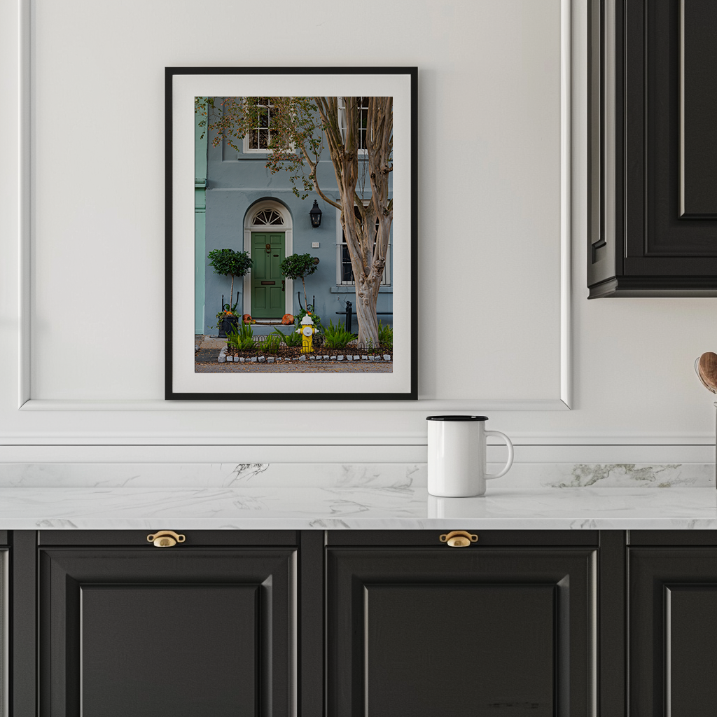 GREEN DOOR AND YELLOW FIRE HYDRANT  | SOUTH CAROLINA - Landscape Fine Art Photography Print